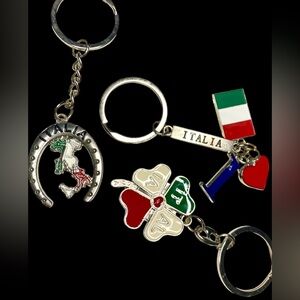 Vintage Italian 4 inch  Keychains Key Ring Enamel Painted Metal